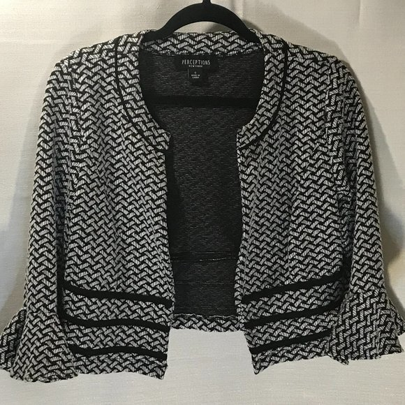 PERCEPTION NEW YORK BLACK‎ & WHITE SWEATER BLAZER - Picture 1 of 4